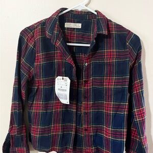Plaid Kids Shirt - Red and Blue